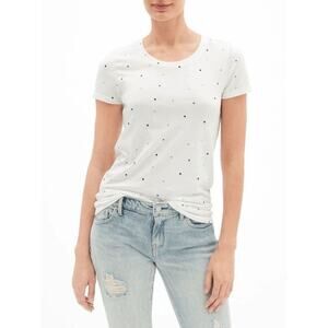 GAP Womens Favorite Print Crewneck T-Shirt White Multi Stars Size Small